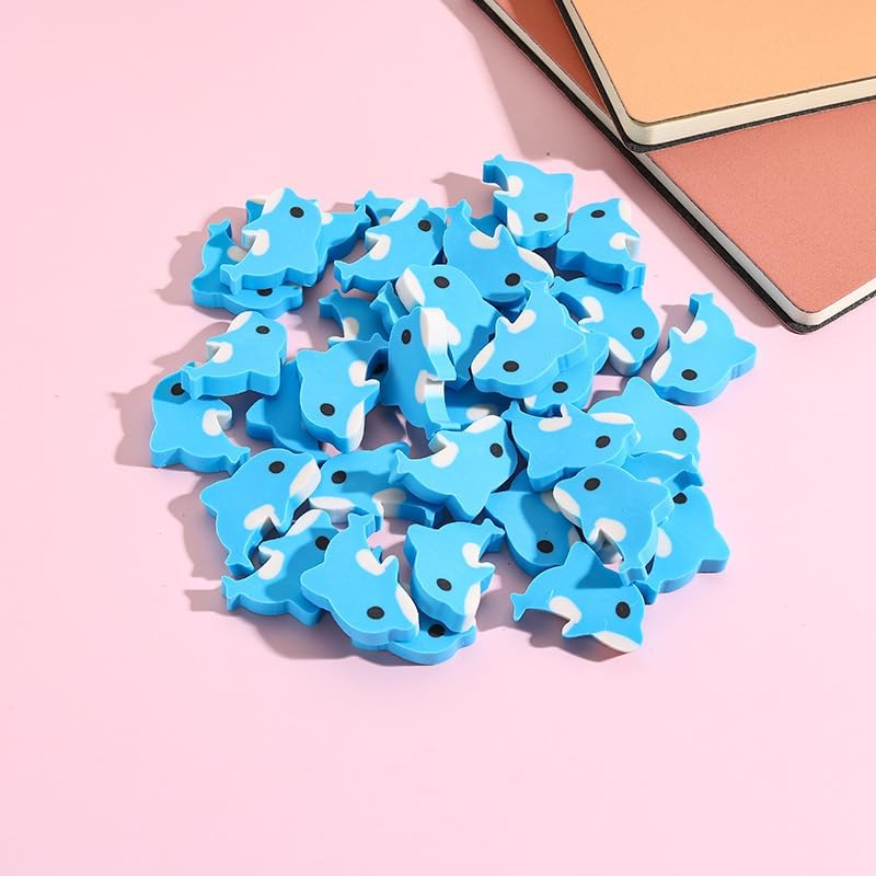 Kleeblatt Mini Dolphin Erasers for Kids Bulk, 50 PCS Cute Fun Desk Pets for Kids Classroom, Treasure Box Prizes,Party Favors for Kids Goodie Bags, Back to School Gifts for Students - Image 5